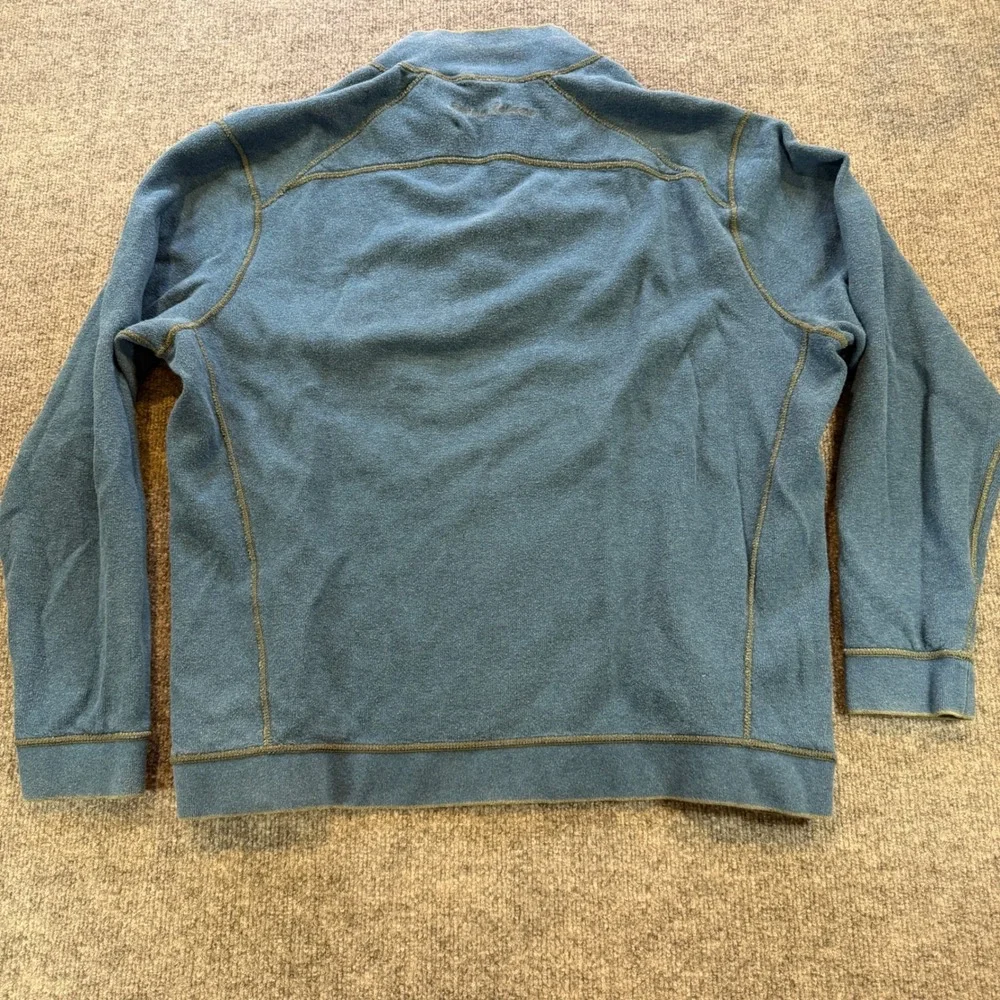 Tommy Bahama Mens Reversible Quarter Zip Pullover Green Blue Sweatshirt XL
